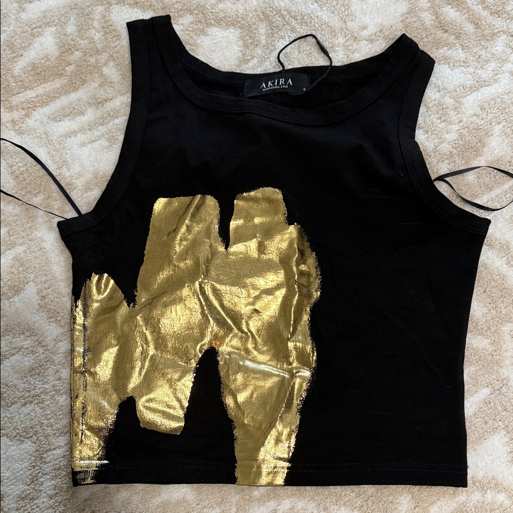 AKIRA Black and Gold Tank Top